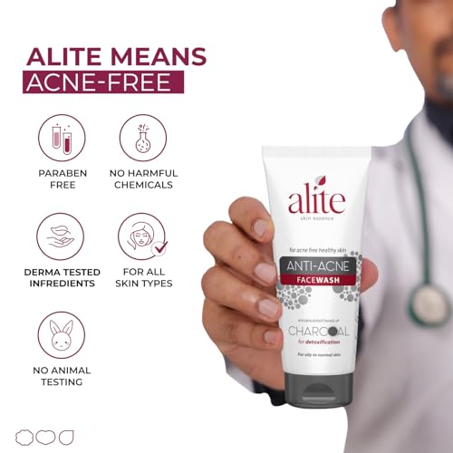 Image of Alite Anti-Acne Face Wash with Black Charcoal Beads | Acne Prevention & Detoxification | Dermatologically Tested (100 g (Pack of 5))