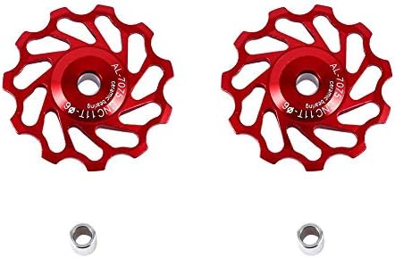 Bike Derailleur Pulley 11T 13T Ceramic Aluminum Jockey Wheel Rear Adjust 7/8/9/10 Speed 3Colors(11T Red)