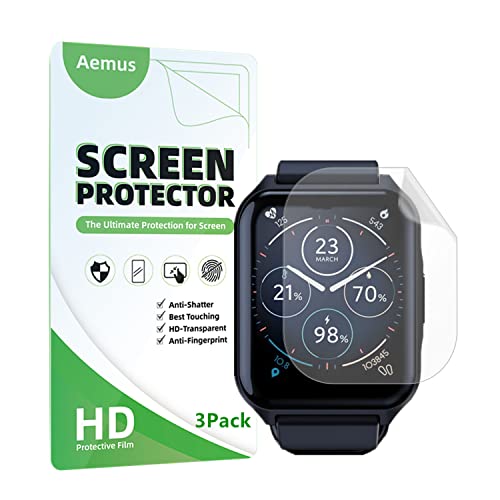 Aemus 3 Pack Compatible For Motorola Moto Watch 70 Smartwatch Screen Protector Flexible Full Coverage Clear Tpu Film #TOP8