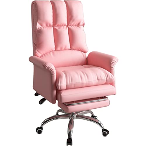 Silla de Oficina Reclinable de oficina Sillas de escritorio Silla ejecutiva Comfort Lift ergonómica Silla giratoria con reposapiés, cojín de látex, rodamiento 150 kg ( Color : Rosado , S : 107-115cm ) Cover