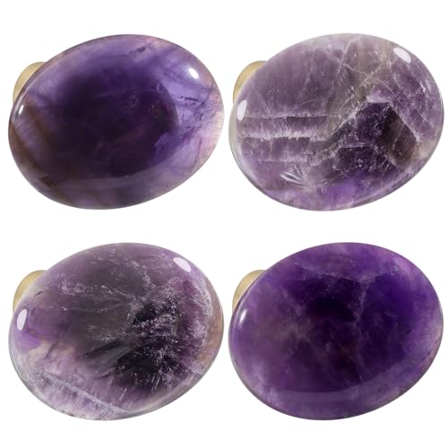 mookaitedecor 4 Pcs Oval Amethyst Cabinet Knobs Drawers Dressers