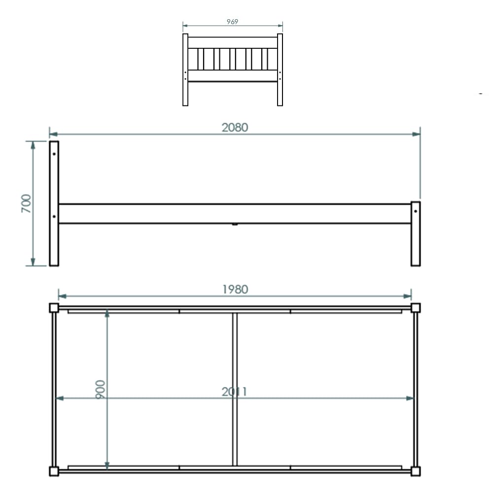 Inter Link - Holzbett - Bettrahmen - Bettgestell - Jugendbett -Gästebett - Einzelbett - Modernes Bett aus Kiefer Massivholz - ohne Lattenrost - Weiß Lackiert - Vilmar 90 x 200 cm