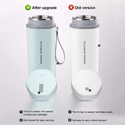 Travel Electric Kettle, 350ml Heating Capacity Portable Cup, Portable Electric Small Stainless Steel Travel Kettle, Fast Boil Teapot Heating Mug for Coffee, Milk, Automatic Shut-Off & Start (Green)