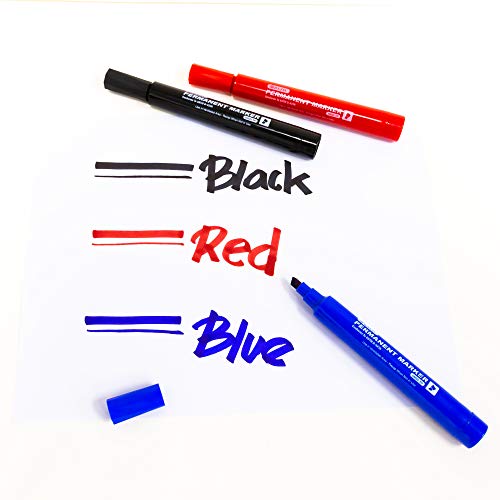 Bazic Permanent Marker Chisel Tip, Jumbo Wide Black Color Markers, Coloring On Plastic Wood Metal Glass Stone For Art Office (3/Pack), 1-Pack #TOP6