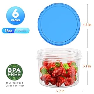 Freezer Storage Containers, [6 Pack-16 Oz] Airtight Plastic Food Storage Containers with Twist Top Lids, Soup, Meal Prep Containers | BPA Free | Stackable | Leakproof | Microwave/Dishwasher Safe
