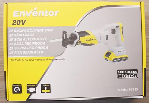 Enventor 20V Brushless Cordless Reciprocating Saw, 2x2.0Ah Battery, 0-3000RPM Variable Speed Electric Saw, 5 Blades, 22mm Stroke Length, Ideal for Wood and Metal Cutting 10 Enventor 20V Brushless Cordless Reciprocating Saw, 2x2.0Ah Battery, 0-3000RPM Variable Speed Electric Saw, 5 Blades, 22mm Stroke Length, Ideal for Wood and Metal Cutting - Image 10