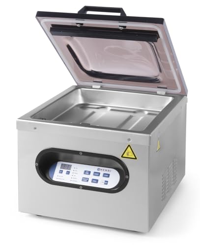 HENDI Vakuum-Verpackungsmaschine, Vakuumiergerät, Vakuum Kammer Verpackungsmaschine, Schweißleiste: 295mm, Pumpenleistung: 77 l/min, 230V, 630W, 429x359x(H)345mm, Edelstahl