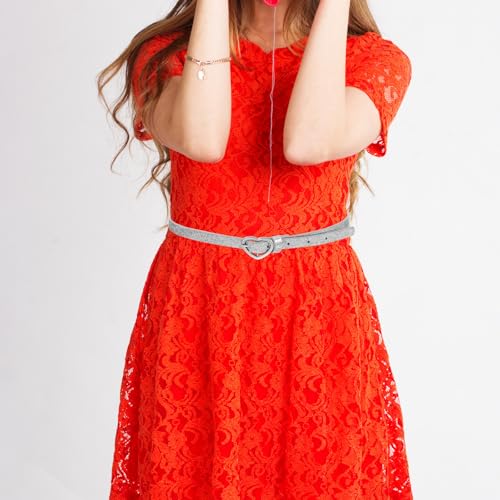 BESPORTBLE Cute Heart Buckle Toddler Belt Elastic Stretch Kids Belt Metal Buckle for Girl Dress Pants Casual Silver4