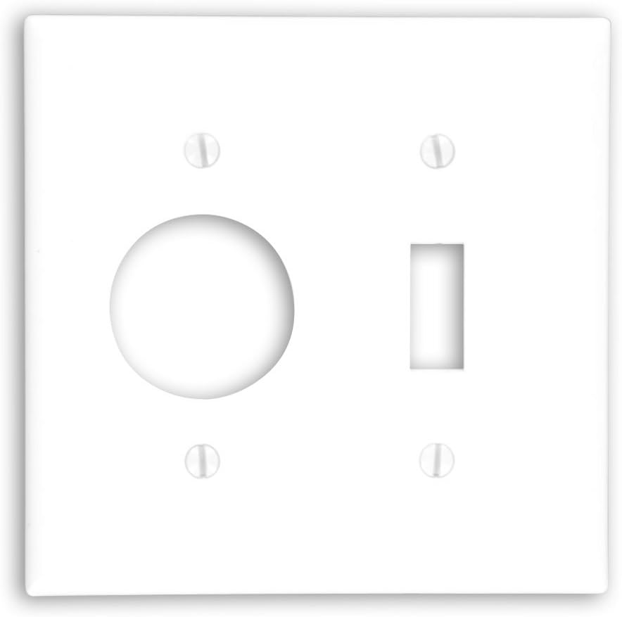 Leviton 2-Gang 1-Toggle 1-Single 1.406-Inch Diameter, Device Combination Wallplate, Thermoset, Device Mount, 88007, White