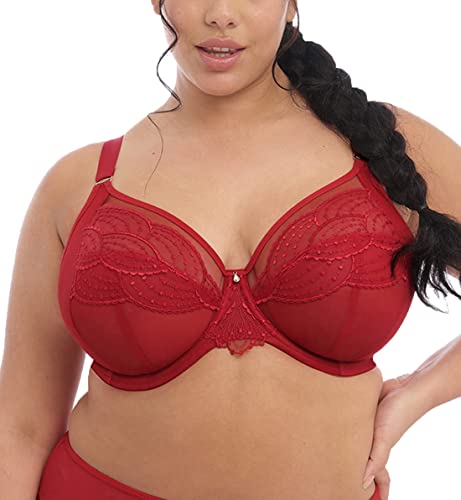 ELOMI Women's Plus Size Priya Underwire Plunge Bra, Haute RED, 36E