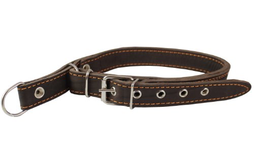 Martingale Genuine Brown Double Ply Leather Dog Collar Choker Medium To Large Fits 17.5"-21" Neck. #TOP3