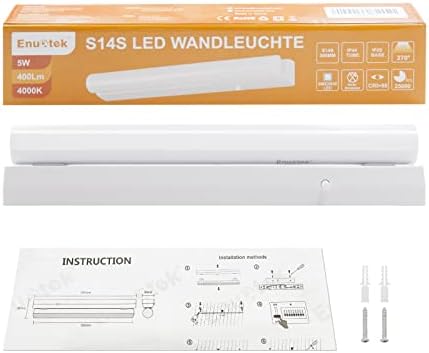 LED Bathroom Mirror Wall Light, White Mirror Lamp Length 310MM with Replaceable S14S 5W 400Lm, S14S LED Light Tube Bulb ø30X 300mm, Neutral White Lighting 4000K Make-up Lamp, Not Dimmable 1 Lamp
