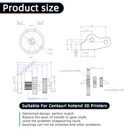 Kit d'engrenage d'extrudeuse Centauri pour imprimante Elegoo Carbon