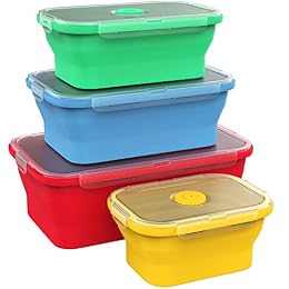 Vremi Silicone Food Storage Containers with BPA Free Airtight Plastic Lids