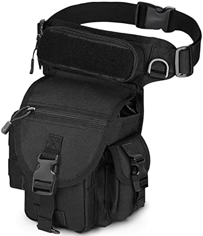 Drop Leg Bag,Waterproof Thigh Bag with Detachable Leg Strap,Multifunctional Leg Pouch for Motorcycle Cycling Riding Fishing Camping ,Military Tactical Molle Fanny Pack for Men Women (Black)