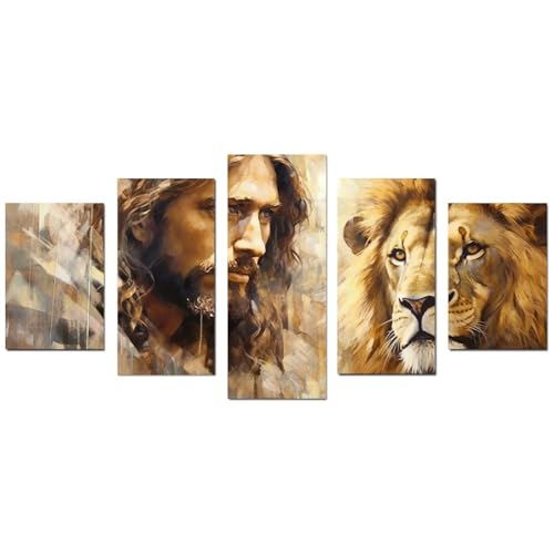 Affiche Jésus Christ lot de 5 tableaux chrétiens 50x100cm pour déco salon