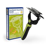 Miyoky 3-in-1 Pet Deshedding Tool - Undercoat Rake, Deshedding Brush, Dematting Comb for Dogs & Cats, Dog Brush for Shedding, Professional Grooming Brush for Double Coat, Long & Short Hair (Green)
