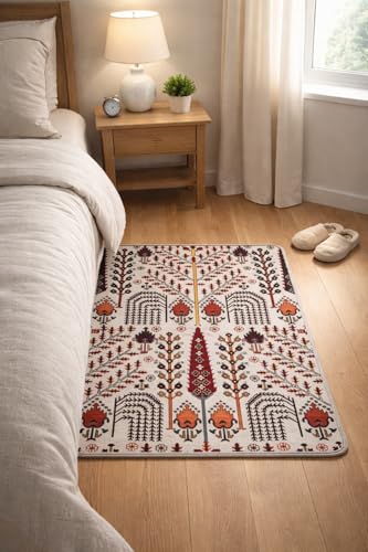 AAZEEM Washable Non-Slip Carpet for Living Room Bedroom, Drawingroom Medium-Pile Painting Indoor Accent Stain Resistant Non-shed Carpet for Home Office Décor|White Color| 2'3 Feet|