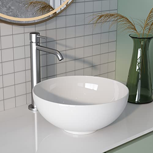 Waschbecken Bad DeerValley Wei&szlig;e Keramik Gef&auml;&szlig; Waschbecken，Rund Badezimmer Aufsatzwaschbecken 325 x325 mm