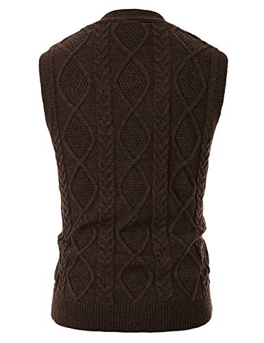Image of PJ PAUL JONES Mens Cable Knit V Neck Sweater Vest Button Up | Sleeveless, Cardigan Sweater Vests with Pockets, Button Down, Knitted, Patterned, Regular Fit, Vintage, Retro, Dress, Casual