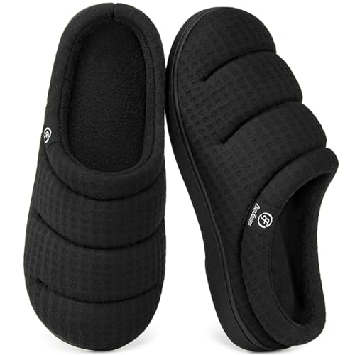 EverFoams Women's Cozy Waffle Slippers Soft Quilted Memory Foam Indoor House Shoes