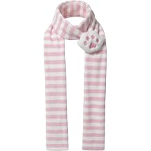 HiyyFloy Pink and White Striped Scarf with Cat Paw, Cute Cat Paw Japanese Striped Two-dimensional Scarf Winter Scarf for Women, Girl