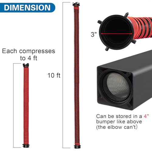 Image of 10FT RV Sewer Hose with Bayonet Fittings and 4-in-1 Adapter Elbow | EXTREME Heavy Duty 24 Mil, TPE Material, Abrasion Resistance and Crush Protection