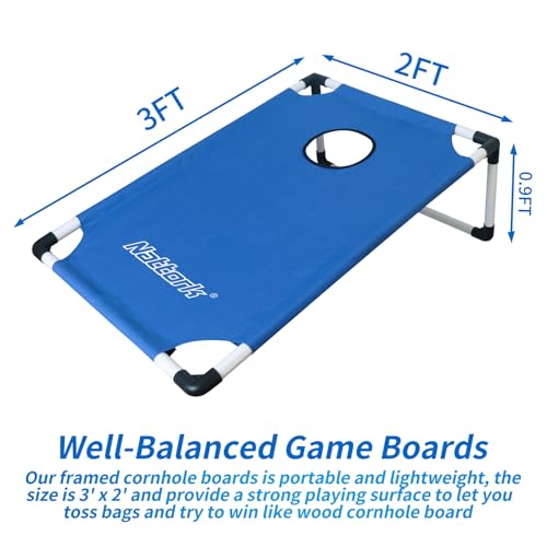image for Nattork Portable Cornhole Set PVC Framed Corn Holes Outdoor Game Set w