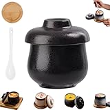 ActSo Coddled Egg Cups,Coddled Egg Cups with Lids,Mini Vintage Ceramic Coddled with Lids,Table Treasure Chawanmushi Steamed Dish,Dishwasher Chawanmushi Dessert-B