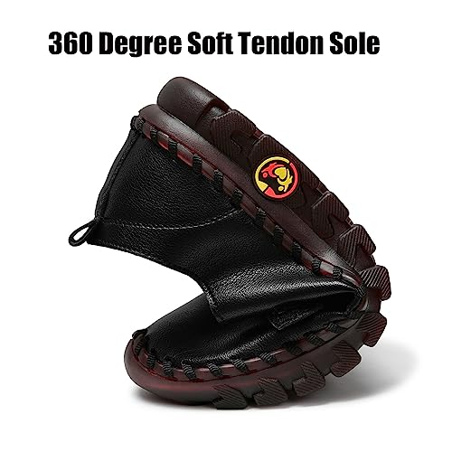 Image of Women's Tendon Soft Sole Casual Orthopedic Shoes Fashion HandSewing Leather Non-Slip Flat Loafers Low-top Outdoor Comfy Breathable Walk Mam Nurse Shoes