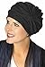 100% Cotton Trinity Turban - 3 Looks in One! Slouchy Chemo Hats for Cancer Patients Black