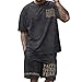 QISSYILY Men's Christian Shirt and Shorts Set Oversized Faith Over Fear T Shirt Washed Religious Bible Verse 2 Piece Outfits(Black,XL)