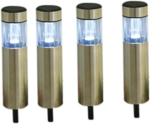 YinArts Lighting YA21-BSS1303 Stainless Steel Solar Bollard Light with 2X Superbright White LED, 4-Pack