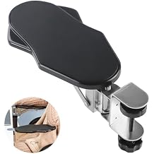 Arm Rest for Desk, Ergonomic Foldable Elbow Rest for Computer Desk, Adjustable Rotating Desk Extender Tray, Mouse Arm Bracket for Couch Keyboards Office Chair Car Massage Table Black