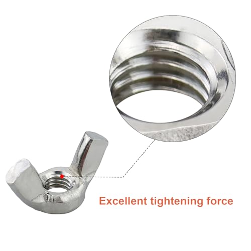 25 Stück Flügelmuttern Edelstahl Wing Nut Rostfreie Schmetterlingsmuttern Set zur Universellen Nutzung Schwerlast Zertifizierter Standard Flügelmutter für Anlagen DIY Tools Silber (M6)