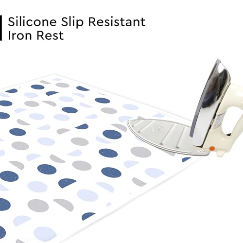 Image of Encasa XO Homes Ironing Mat(Large 120 X 70 Cm)With 3Mm Felt Padding,Silicone Iron Rest Protector,Steam Press On Table,Bed,Portable,Heat Reflective,Foldable,Washable,Printed-Blue Moon
