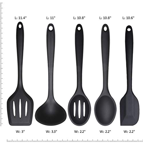 Daily Kisn DKSS0202 Silicone Kitchen Utensils Set, 5 Pcs Heat Resistant Non Stick Cooking Tools, Silicone Spatula/Turner/Serving Spoon/Soup Ladle/Slotted Spoon thumb #1