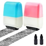 YETOOME 2 Pcs Identity Protection Roller Stamps Included 2 Pack Refills Ink Security Prevention Stamp Confidential Stamp Roller for Privacy Protection, ID Blockout and Address Blocker (Blue, Pink)