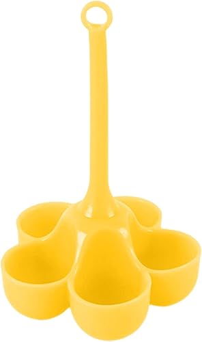 Miniatura 8 de Cocedor de huevos de 5 agujeros, caldera de huevos de silicona resistente al calor, bandeja de huevos sin BPA con asas, estante para huevos, taza de