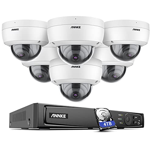 ANNKE H800 8MP PoE Security Camera System with 4TB HDD, 4K H.265+ NVR and 6X 8MP Ultra HD IP Dome Cameras, 100ft Night Vision, IP67 Waterproof and IK10 Vandalproof, Remote Access