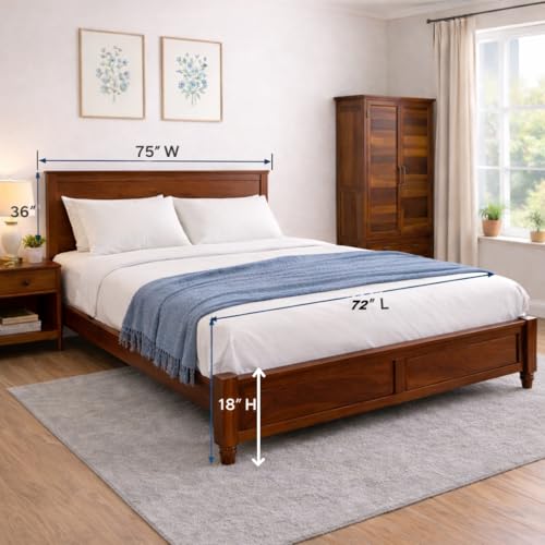 Image of Wudniture Solid Sheesham Wood King Size Bed | Strong & Durable Bed Cot, For Bedroom, 72 x 72 Inch Mattress, Mattress Not Included