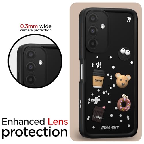 Image of Pikkme Back Cover for Samsung Galaxy A26 5G | Cute Fun Cartoon 3D Bear Silicone Full Body Protection Bumper Case (Black)