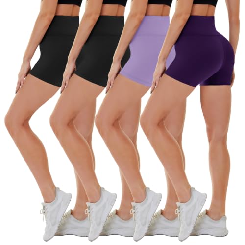 Image of CAMPSNAIL 4 Pack Biker Shorts for Women High Waist - 5 inch /8 inch Tummy Control Soft Athletic Yoga Workout Running Gym Shorts