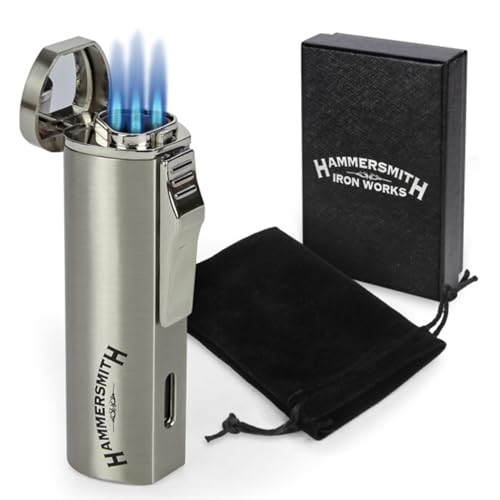 Encendedor soplete de butano triple llama Hammersmith plata