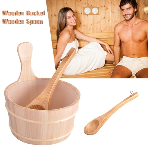 Evite grietas con este set de barril de madera y cubo de sauna resistente 7