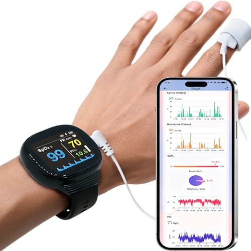 Pepultech Wrist Sleep Pulse Oximeter Rechargeable Continuous SpO2 & Heart Rate Monitor with Buzzer Reminder Bluetooth Blood Oxygen Saturation Tracker with Free APP Sleep Report- Non Medical Use