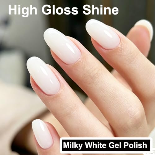 Image of AzureBeauty18ML Milky White Sheer Gel Nail Polish | Neutral Jelly Nude Nail Polish Base Color Sheer Translucent Effect Soak Off UV LED French Nail Art Salon DIY Manicure
