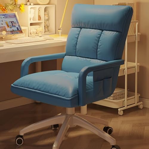 椅子 オフィスチェア PU生地 防水/耐摩耗 座高45-55cm 軽量 ゲーミングチェア デスクチェア おしゃれ キャスター付き 事務椅子 疲れない 折りたたみ コンパクト(ホワイト/グレー/ブルー)