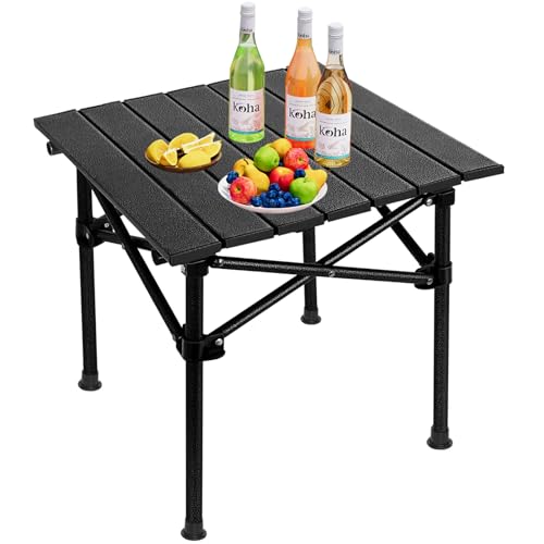 Mesa de Camping DanCoom Plegable y Ajustable de Aluminio para 2-4 Personas Negra Cuadrada miniatura 1