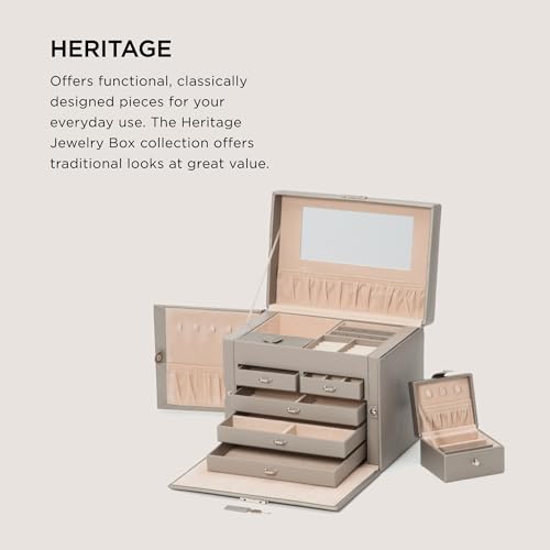 WOLF Heritage Medium Jewelry Box, Pewter - 28 Compartments, 10 Ring Rolls, 20 Earring Holes + 10 Necklace Compartments - Includes Travel Case by Wolf Designs - Image 2